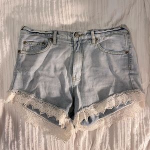free people high waisted jean shorts size 28